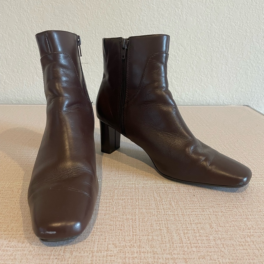 Vintage Y2K Bijou Chocolate Brown Square Toe Ankle Boots size 8.5